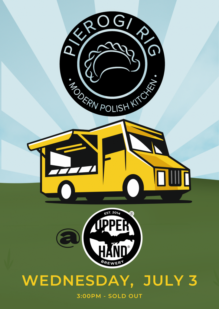 Flyer for Pierogi Rig food truck on July 3